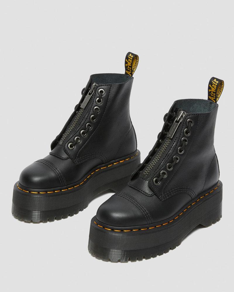 Dr Martens Sinclair Max Pisa Læder Platform Støvler Dame Sort | DK 256JPQ